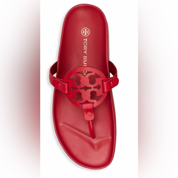 NWT Authentic Tory Burch Miller Cloud Red Leather Thong Sandals Size 11 M - Picture 13 of 16